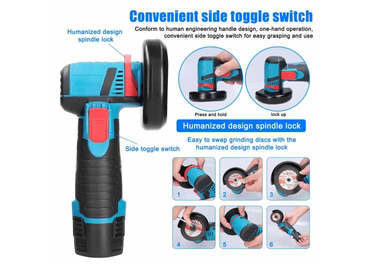 12V Cordless Electric Angle Grinder 19500rpm Lithium Battery Mini Polishing Grinding Machine Diamond Cutting Power Grinder 1420