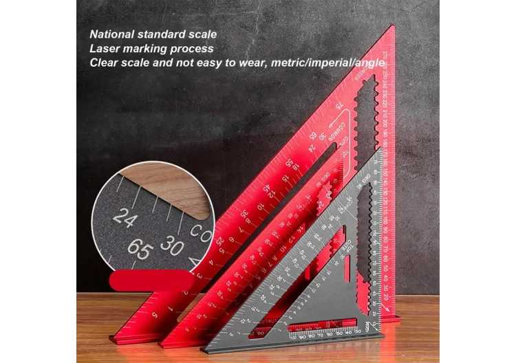 Woodworking Aluminum Alloy Triangle Gauges Measuring Gauging Tools High Precision Marker Angle Ruler Speed Square Metric 1420