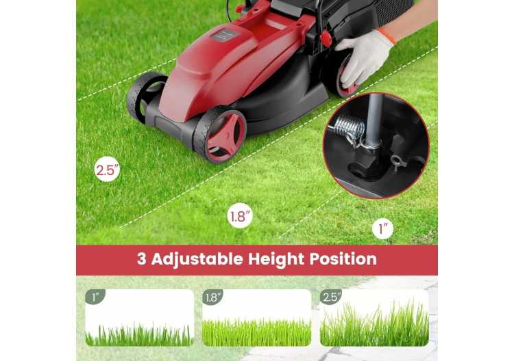 Electric Lawn Mower, Versatile Corded Lawn Mower with Grass Collection Box, 10 AMP Motor, 13" Cutting Deck, 3 Adjustable
