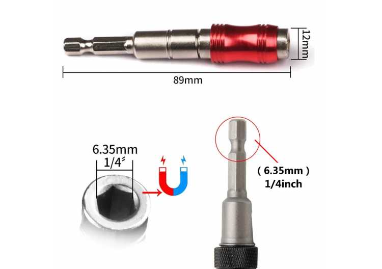 1/4 "Hex Magnetic Ring Screwdriver Bits Drill Hand Tools Drill Bit Extension Rod Quick Change Holder Drive Guide Screw Drill Tip 1420