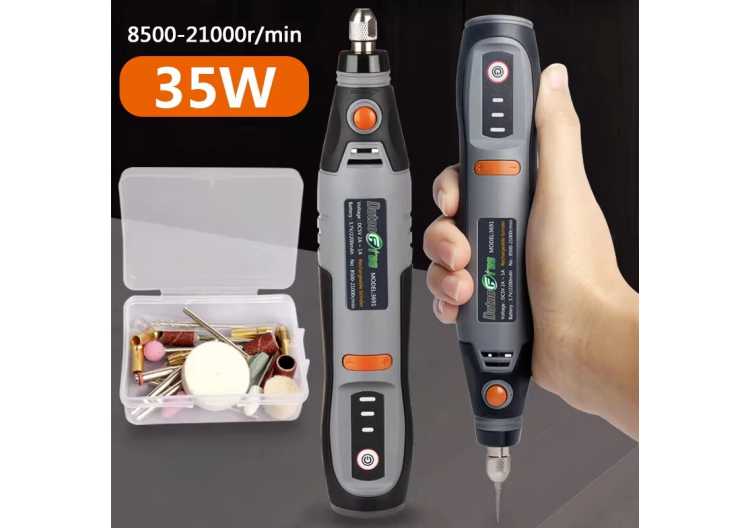 35W USB Cordless Rotary Tool Dremel DIY Mini Drill Engraving Pen Electric 3 Speed Mini Wireless Drill Set 8500r-21000r/min 1420
