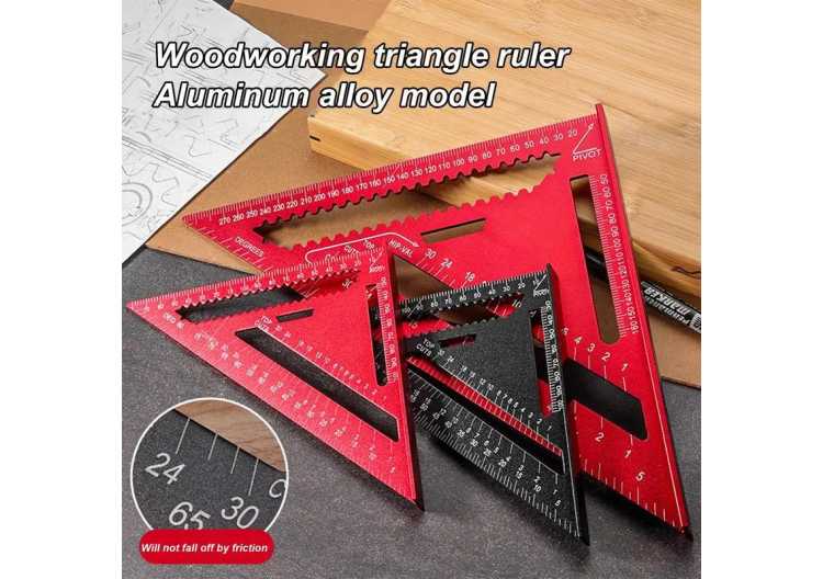 Woodworking Aluminum Alloy Triangle Gauges Measuring Gauging Tools High Precision Marker Angle Ruler Speed Square Metric 1420