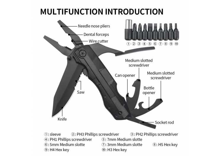 Multifunctional Knife Pliers Outdoor Home Portable Outdoor Survival Folding Knife Plier Screwdriver Hand Tool Car Emergency Tool 1420